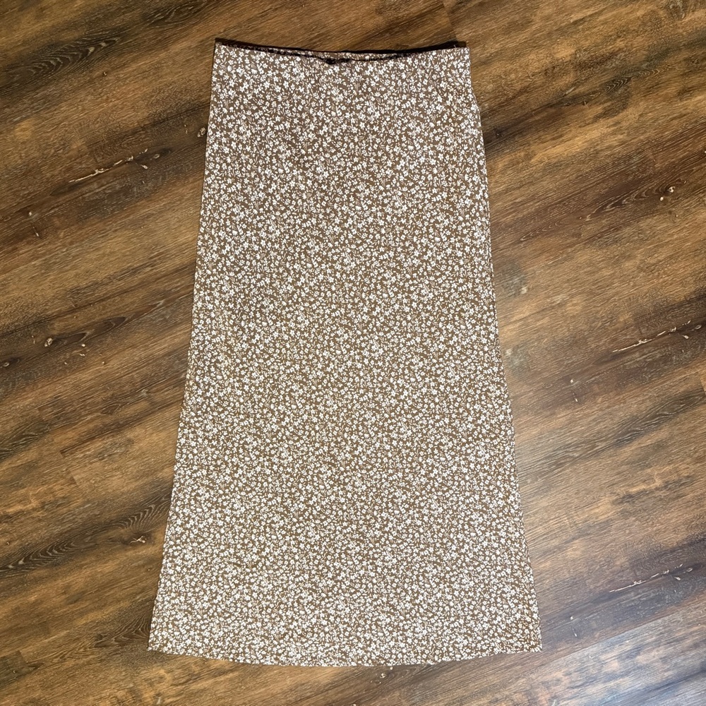 Altar’d State | Floral Midi Skirt | Brown Beige | Size XL - Picture 5 of 13